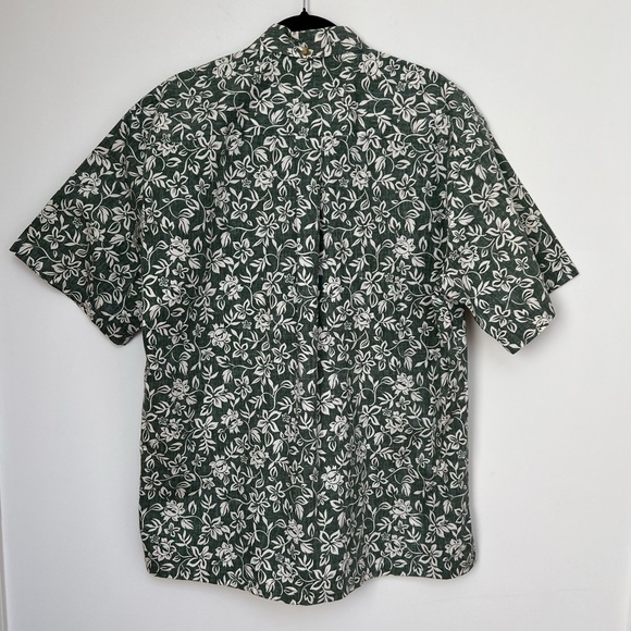 Cooke Street (L) 100% Cotton Faded Green Floral Hawaiian Honolulu Polo Shirt - Picture 5 of 7